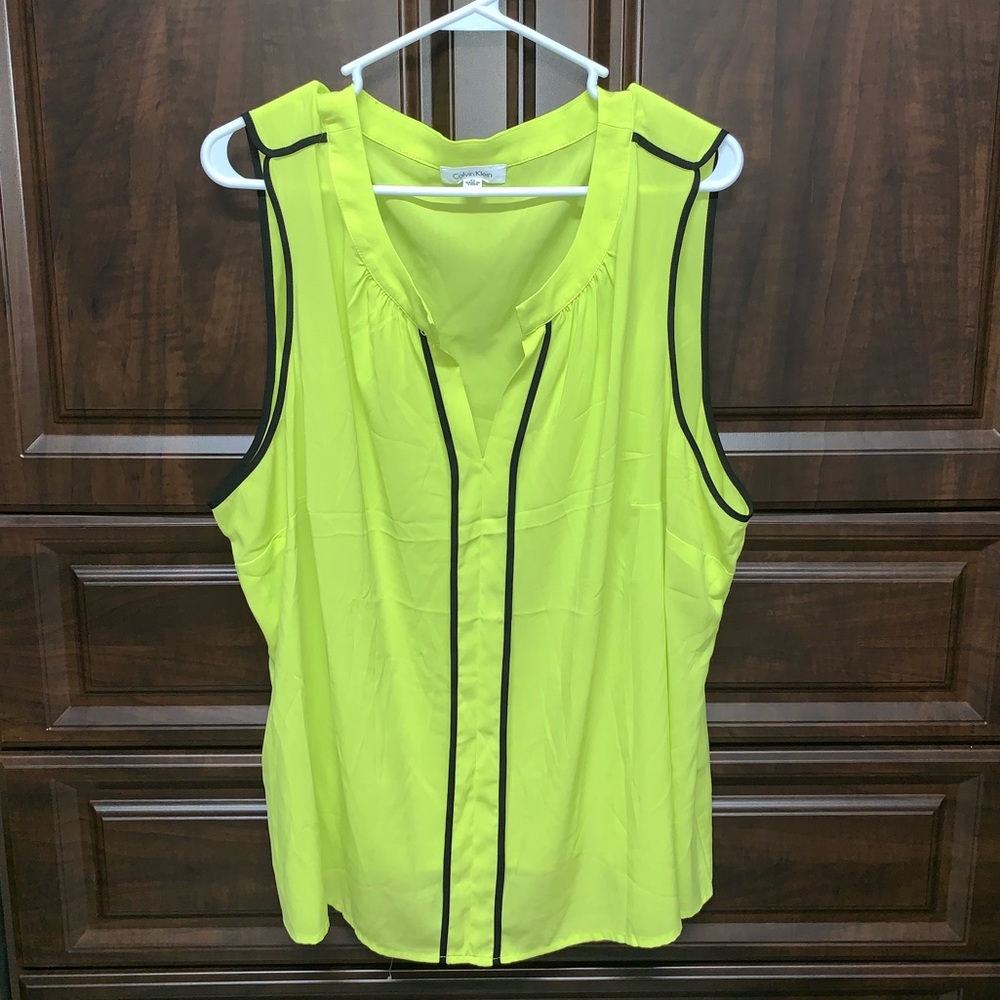 Calvin Klein Dress Blouse, Yellow & Black